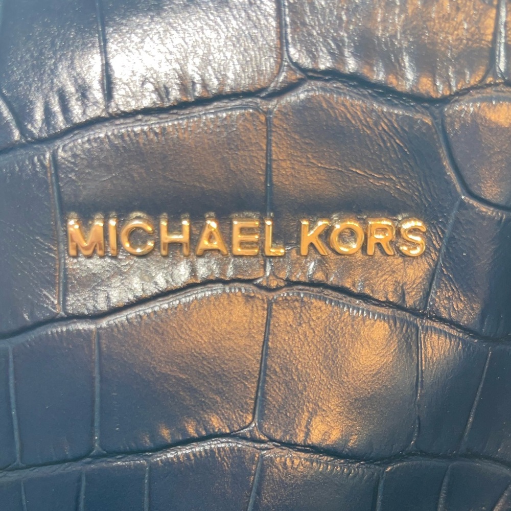 Michael Kors‎ Dillon Embossed Crocodile Blue Leather Satchel - Picture 3 of 11